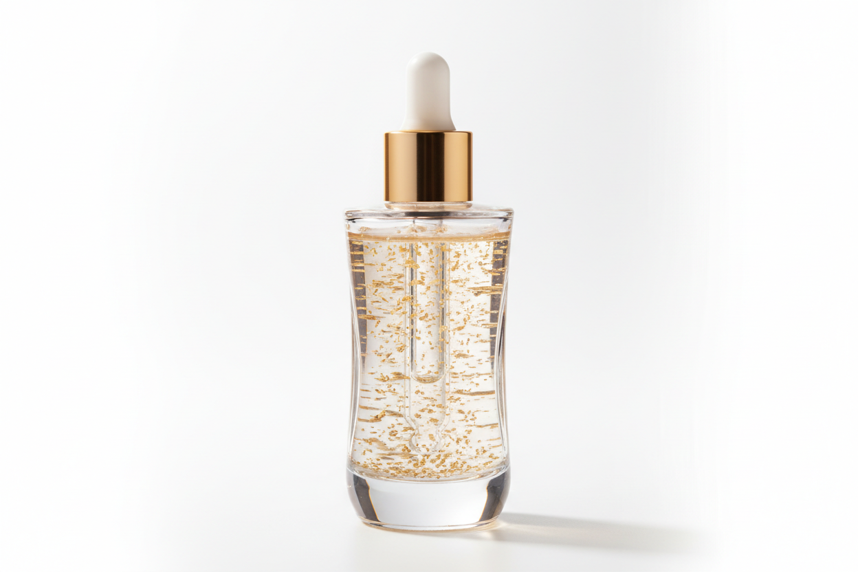 skin care serum with gold flakes in it